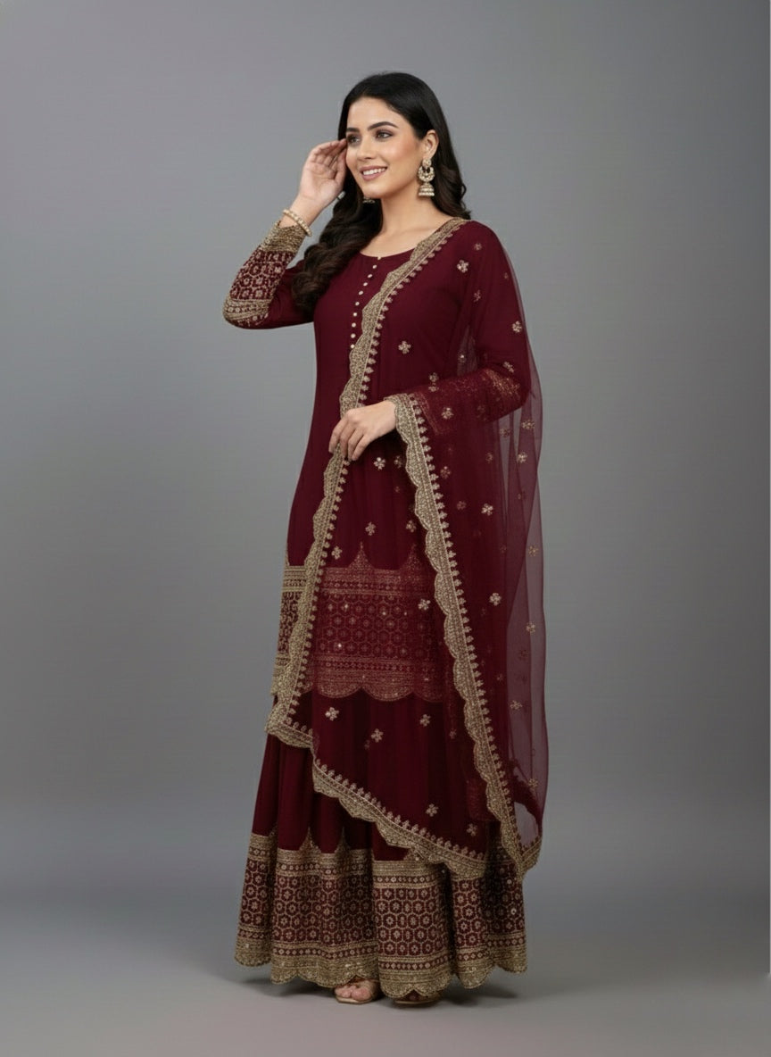 Premium Embroidered Party Wear Sharara Set