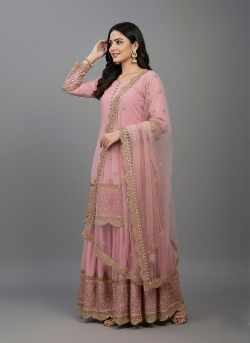 Premium Embroidered Party Wear Sharara Set