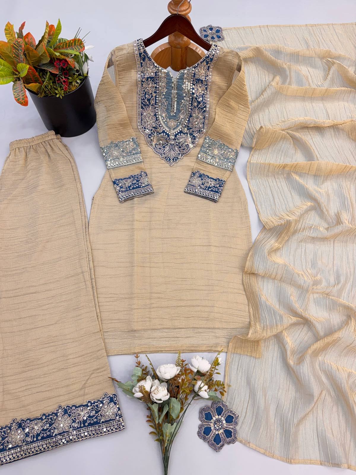 Designer Salsa Silk Embroidered Ethnic Set