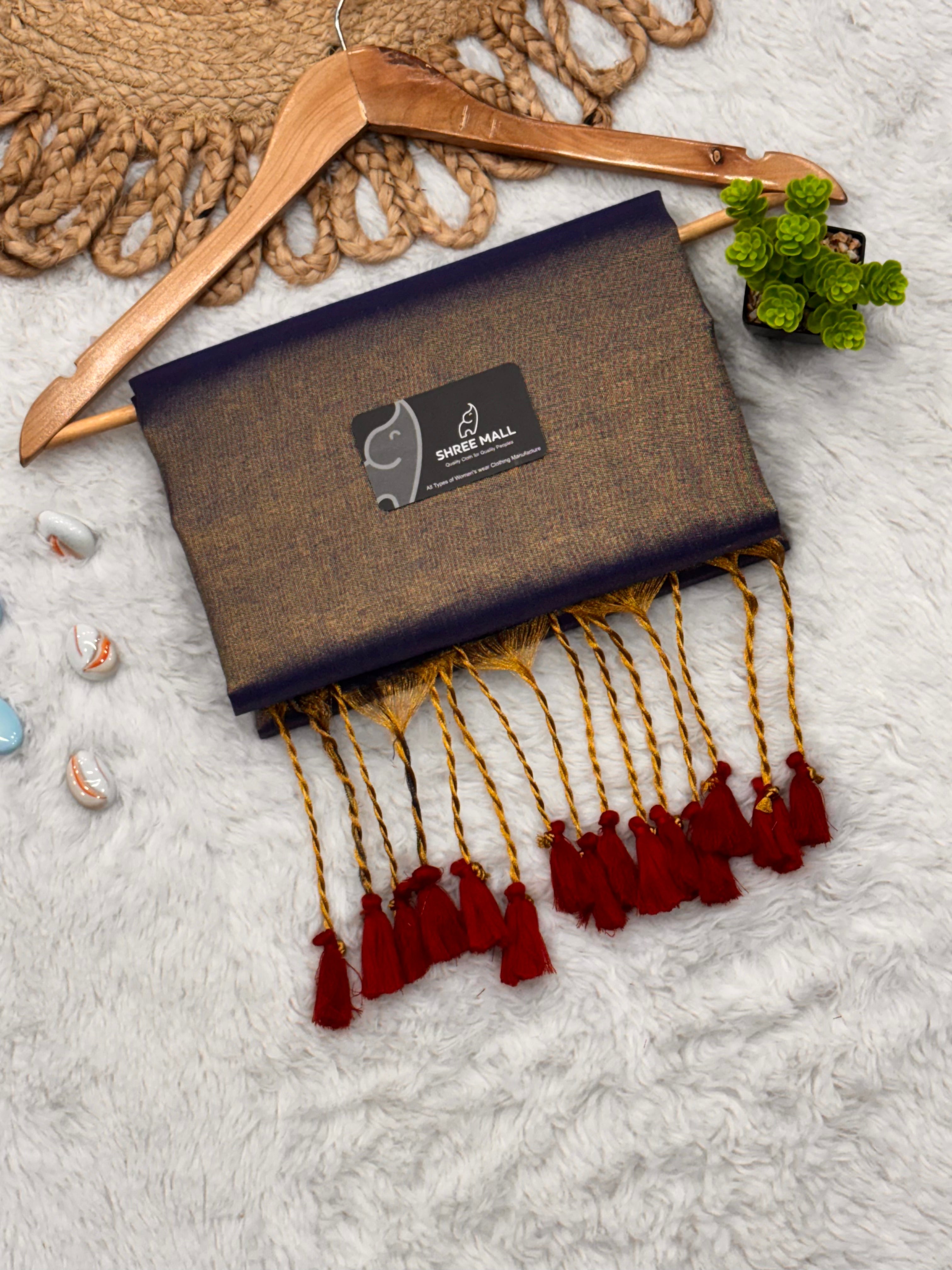 Singal color Tissue Silk Saree with Traditional Patterns | Lightweight Festive Wear