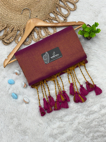 Singal color Tissue Silk Saree with Traditional Patterns | Lightweight Festive Wear