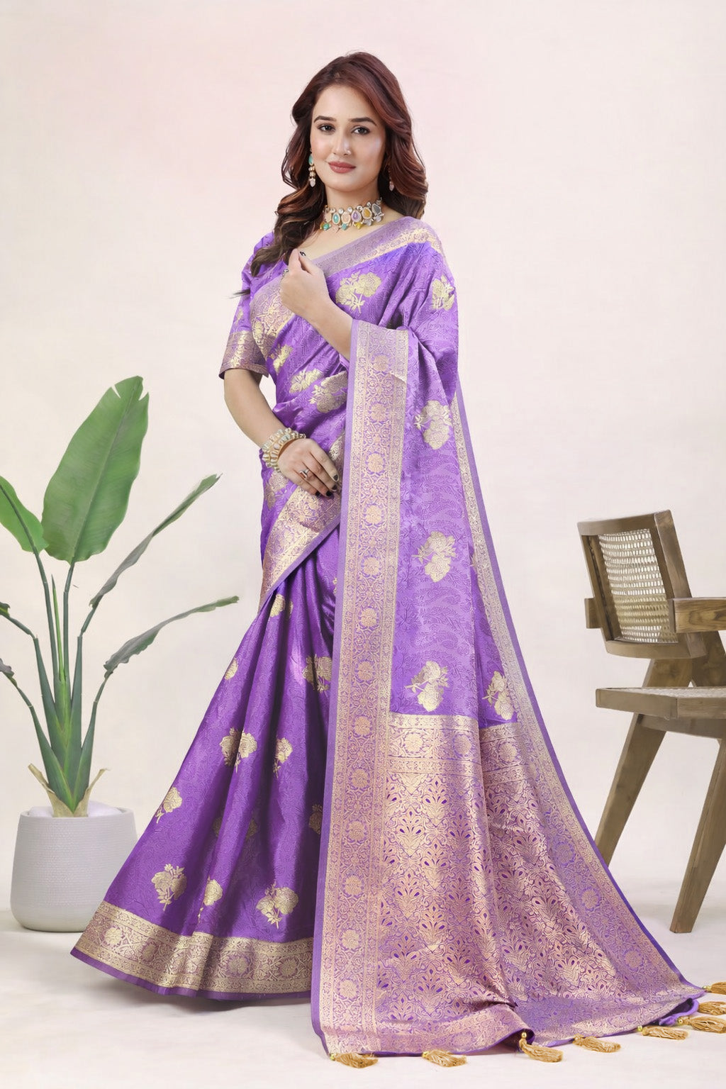 Elegant Designer Moss Silk Butti Saree with Matching Unstitched Blouse