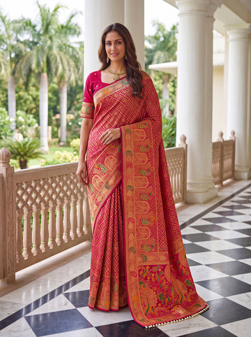 Designer Nylon Satin Saree with Zari Thread Weaving & Readymade Lace