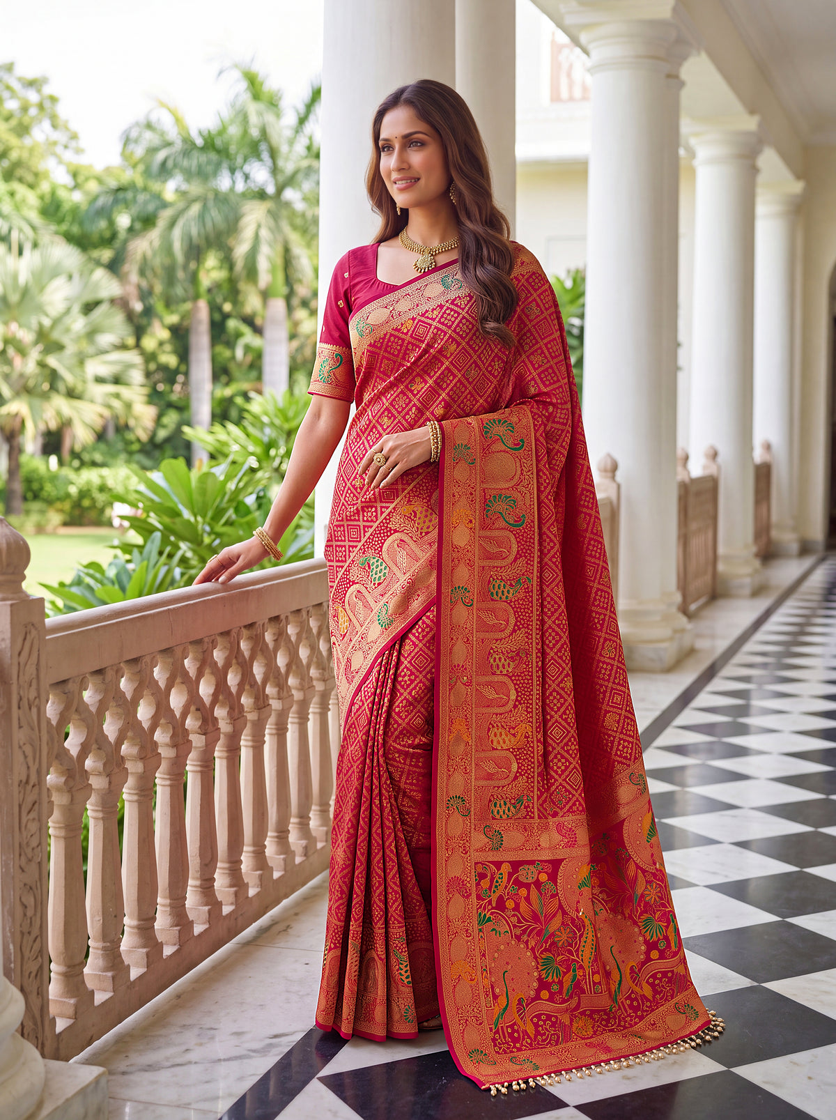 Designer Nylon Satin Saree with Zari Thread Weaving & Readymade Lace