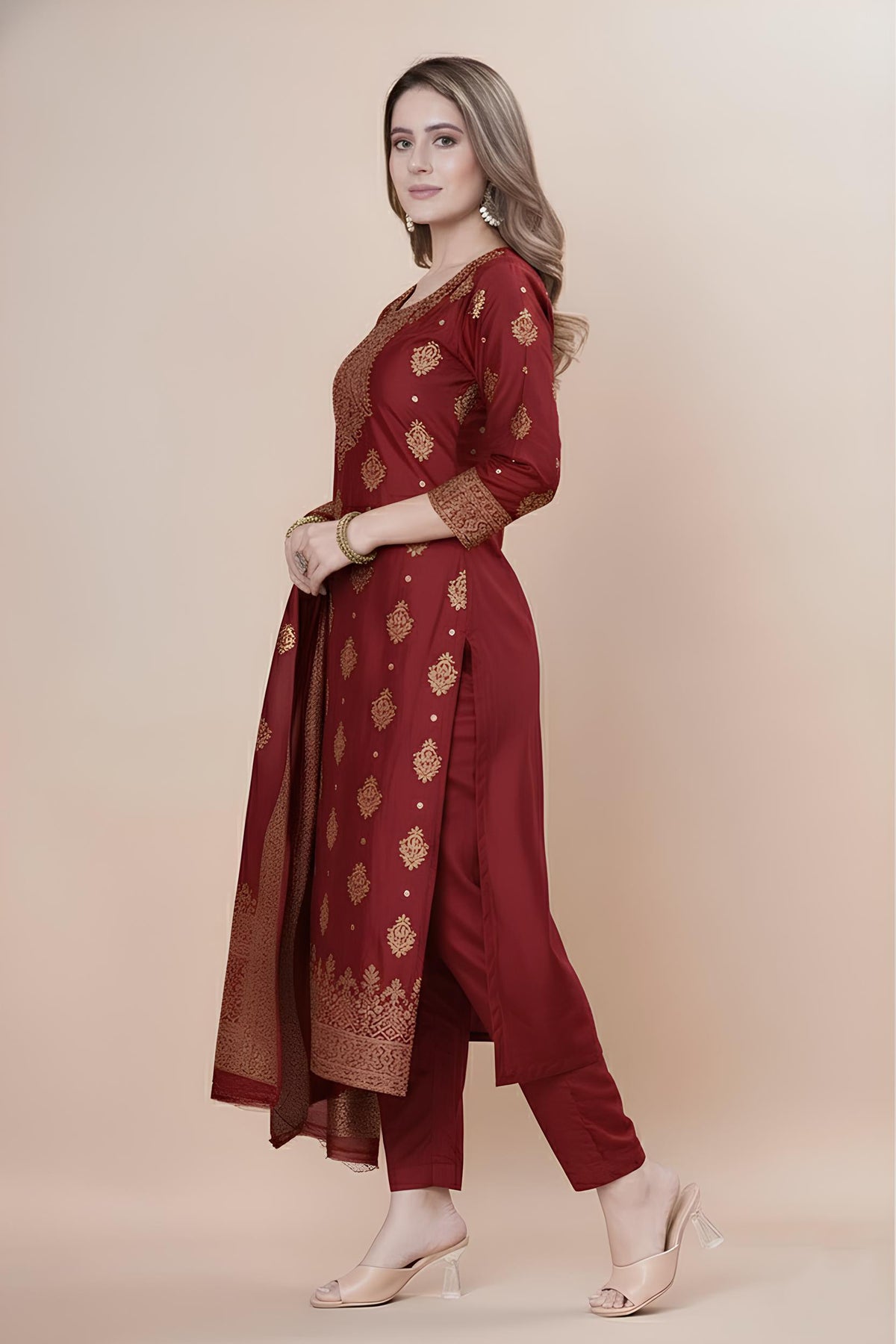 Designer Jacquard Silk Salwar Suit – Festive Collection