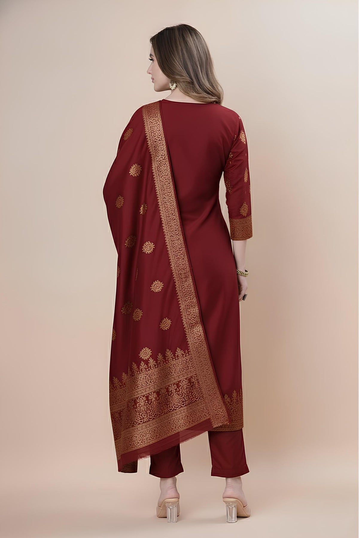 Designer Jacquard Silk Salwar Suit – Festive Collection