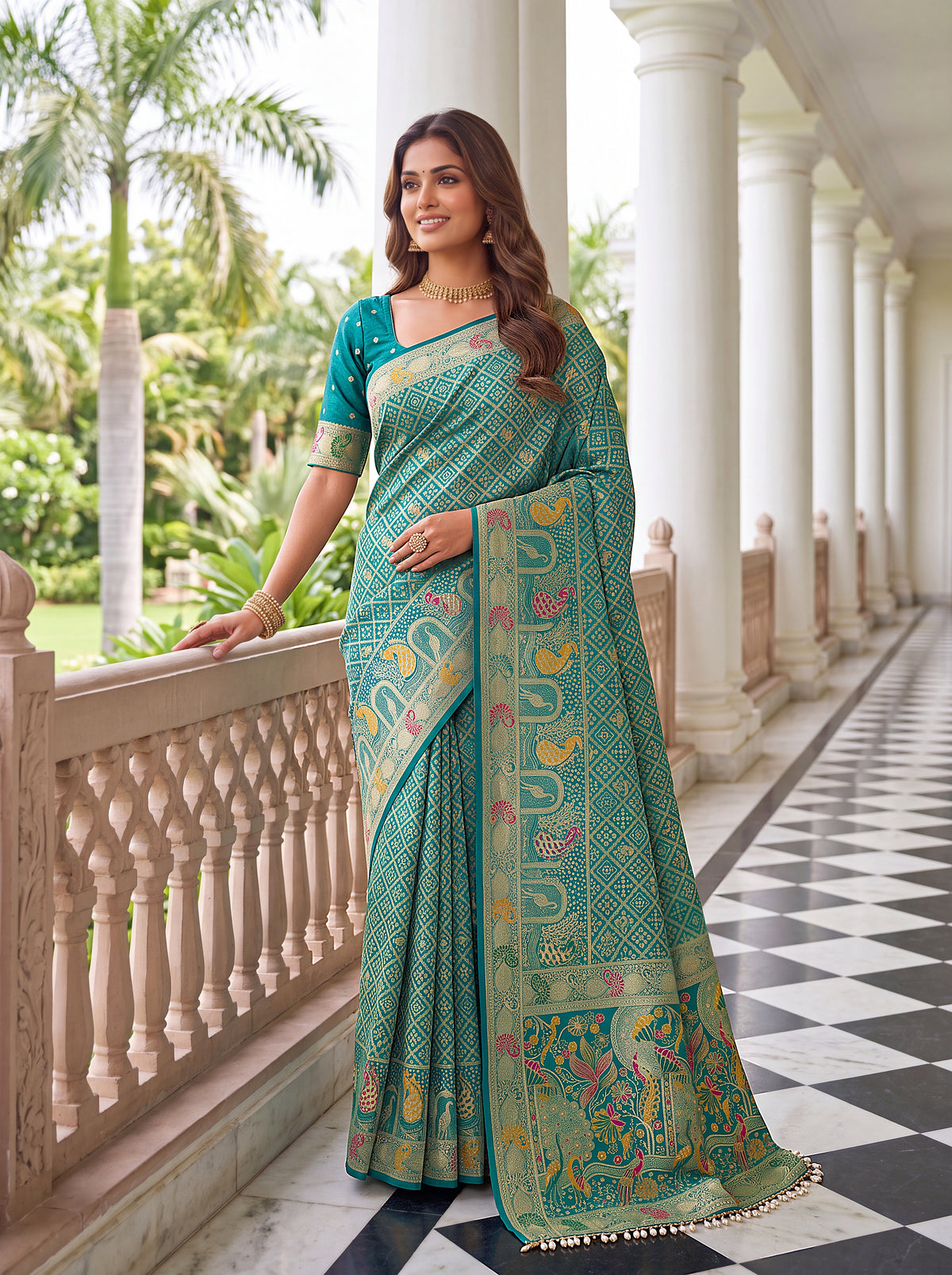 Designer Nylon Satin Saree with Zari Thread Weaving & Readymade Lace