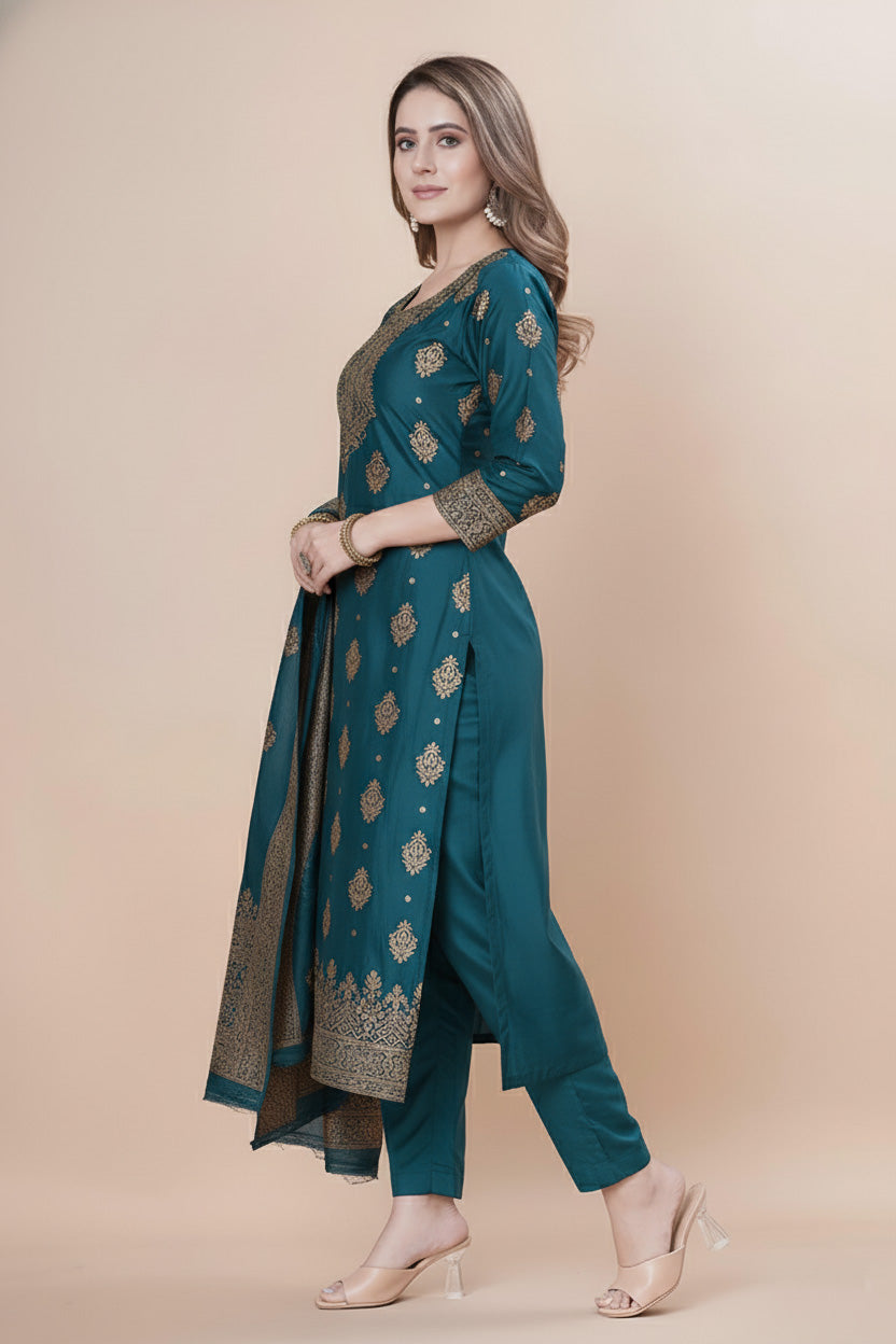 Designer Jacquard Silk Salwar Suit – Festive Collection