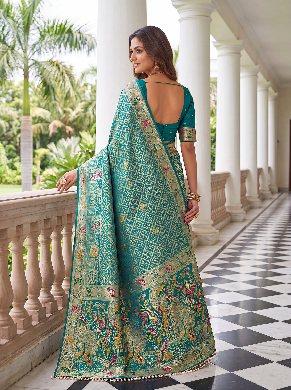 Designer Nylon Satin Saree with Zari Thread Weaving & Readymade Lace