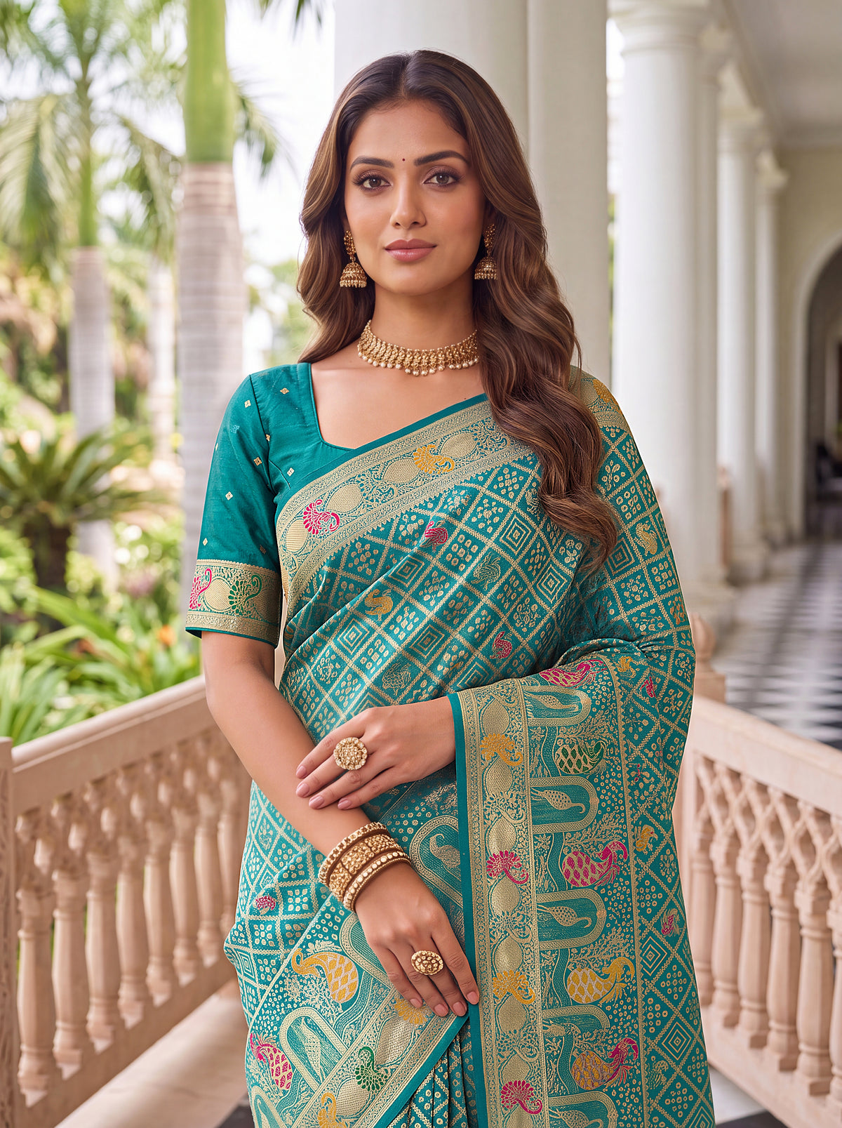 Designer Nylon Satin Saree with Zari Thread Weaving & Readymade Lace