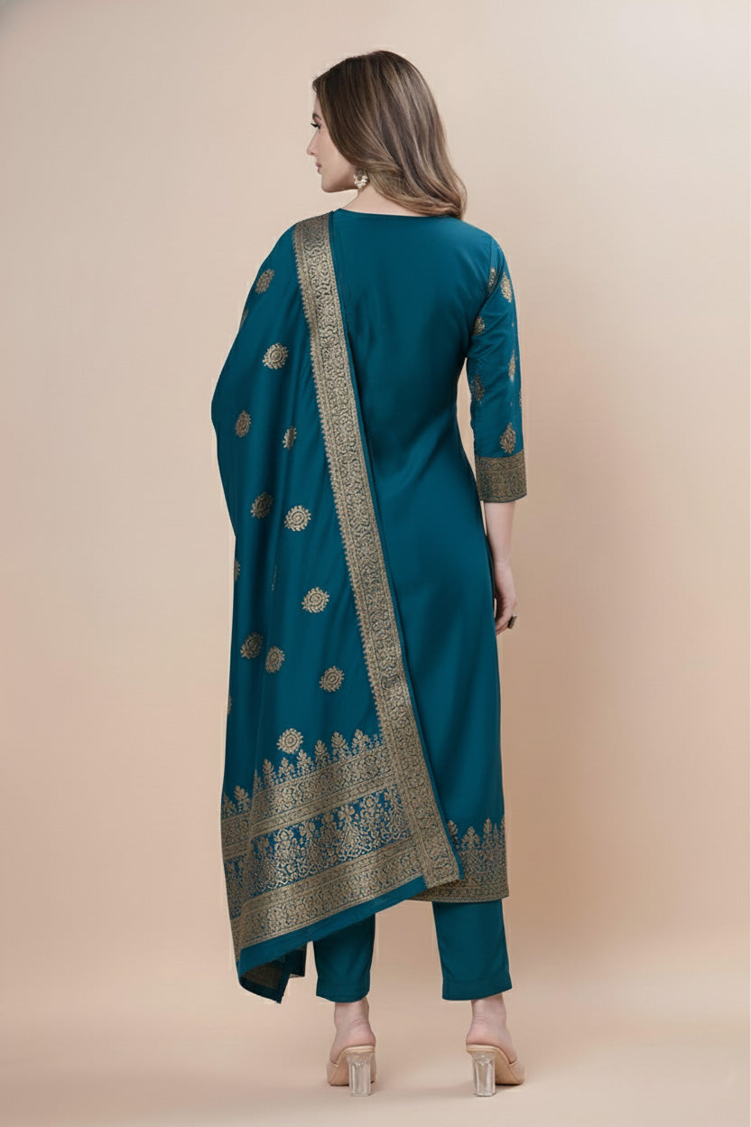 Designer Jacquard Silk Salwar Suit – Festive Collection
