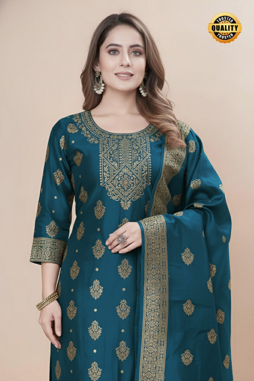 Designer Jacquard Silk Salwar Suit – Festive Collection