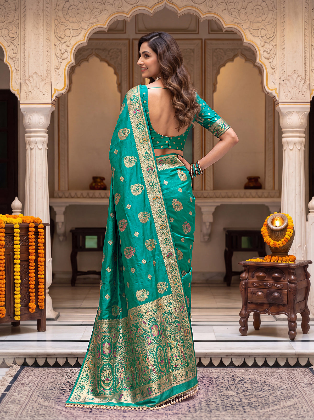Royal Cherry Banarasi Silk Collectio Saree – Designer Festiven