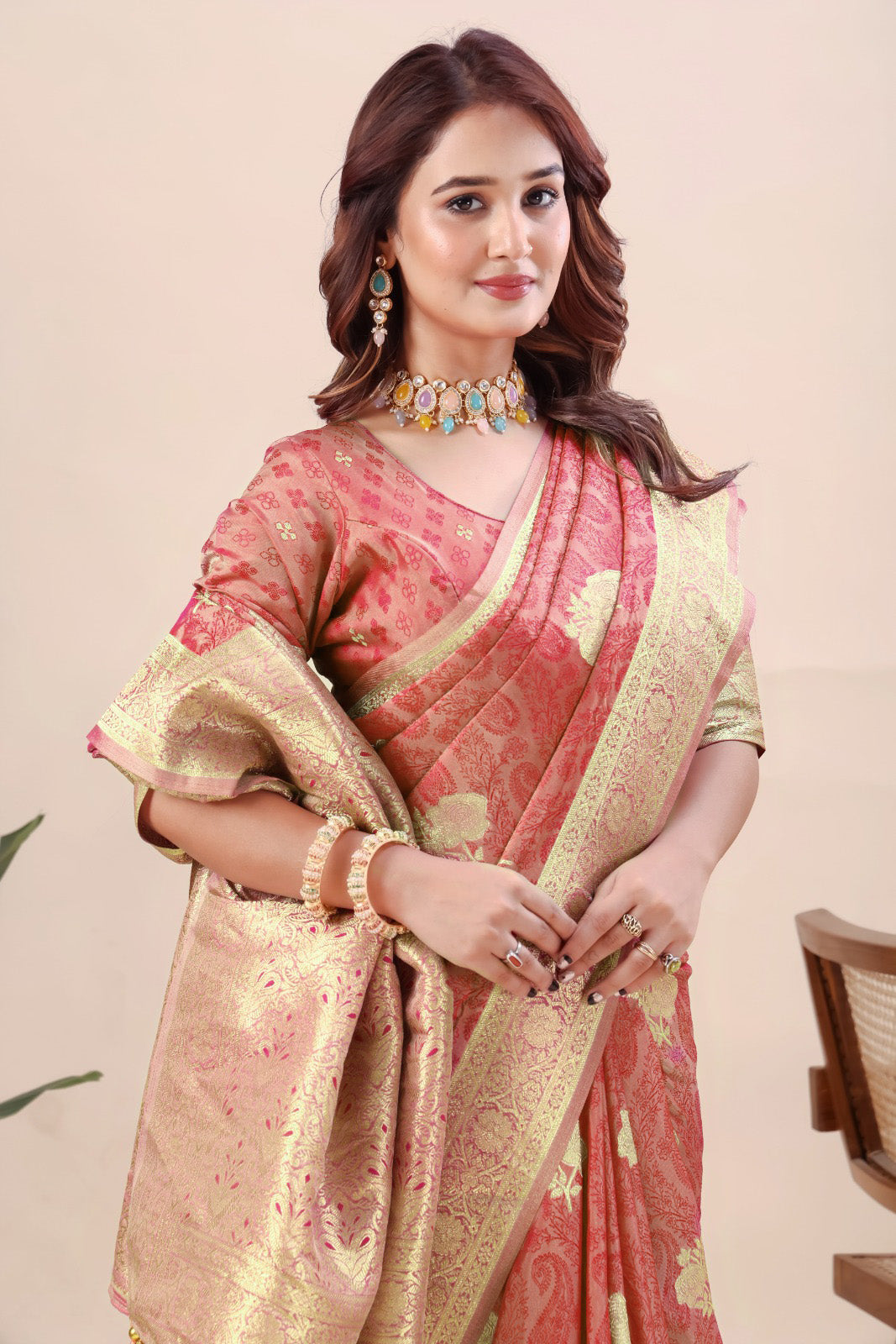 Elegant Designer Moss Silk Butti Saree with Matching Unstitched Blouse
