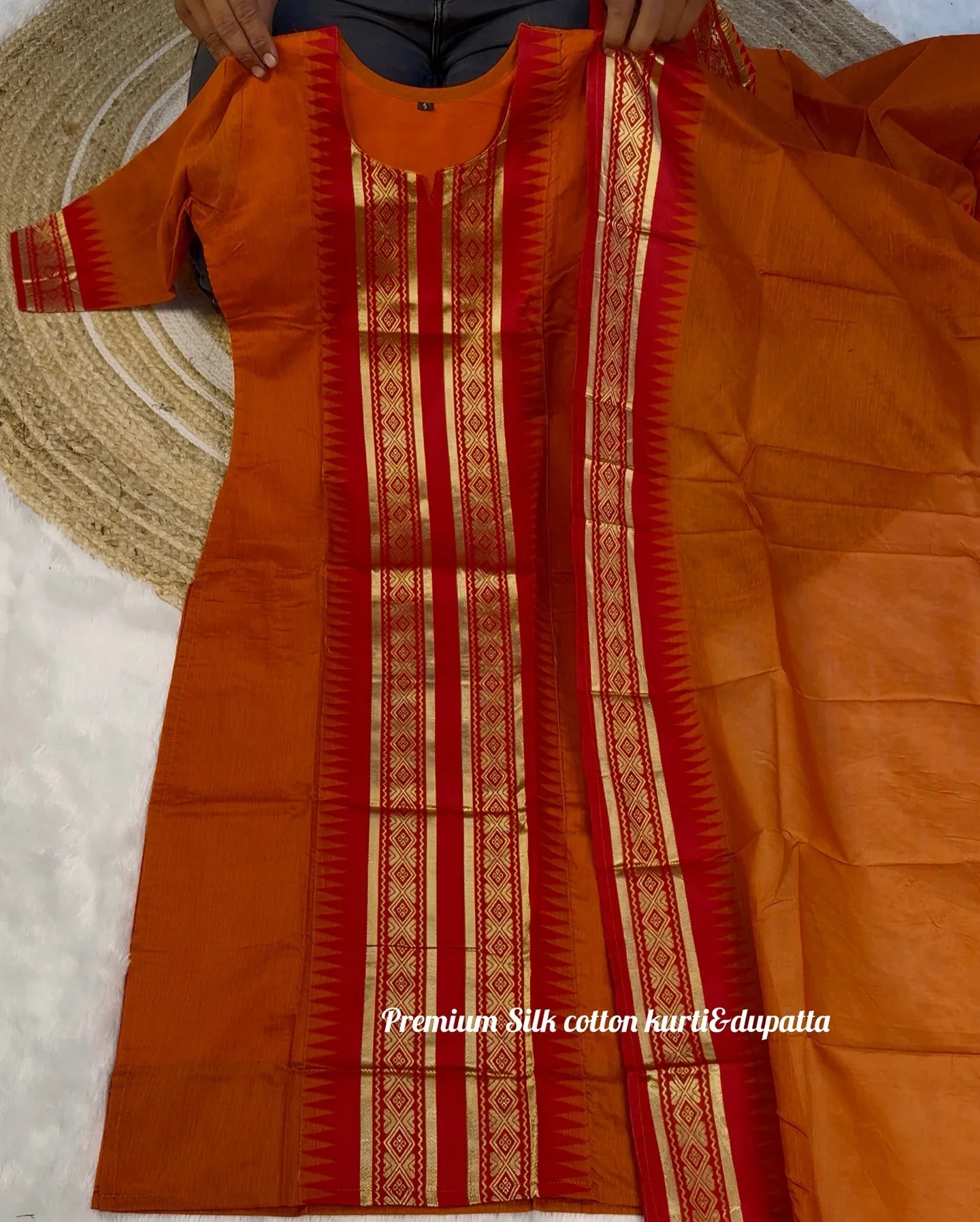 Pure Kanchi Cotton Kurti With Duppata