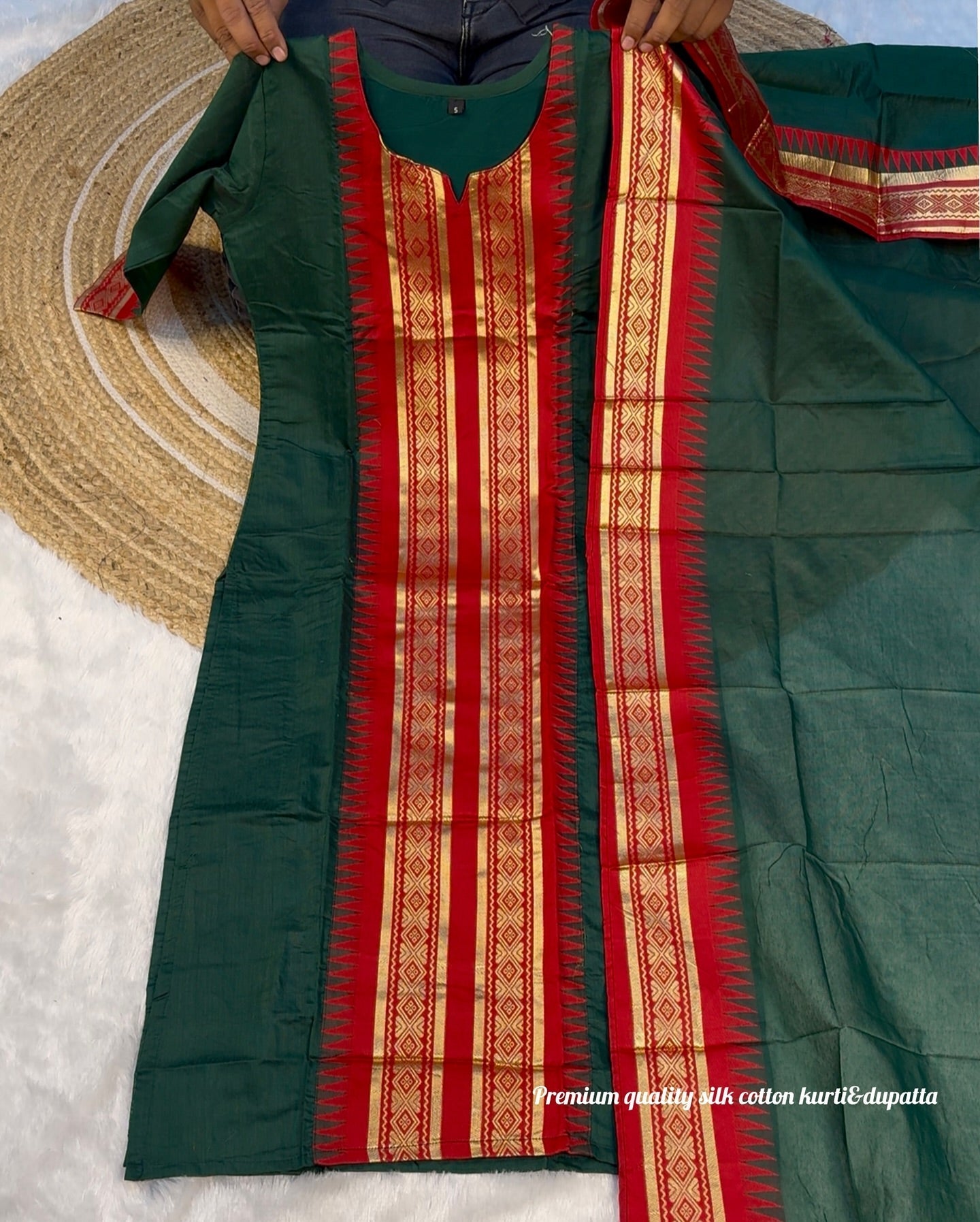 Pure Kanchi Cotton Kurti With Duppata