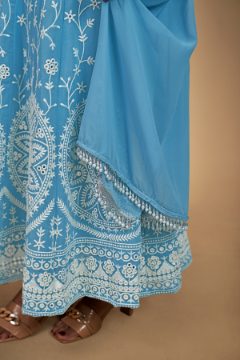 Designer Sequins & Dori Embroidered Georgette Suit with Tassel Dupatta