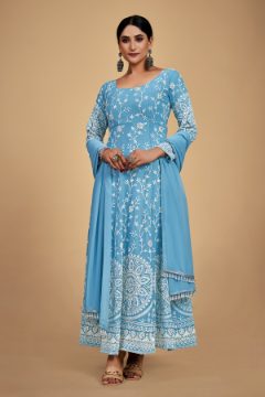 Designer Sequins & Dori Embroidered Georgette Suit with Tassel Dupatta