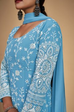 Designer Sequins & Dori Embroidered Georgette Suit with Tassel Dupatta