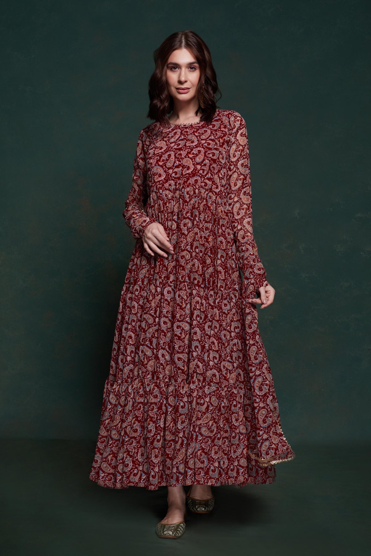 Exclusive Designer Kalamkari Printed Gown with Dupatta
