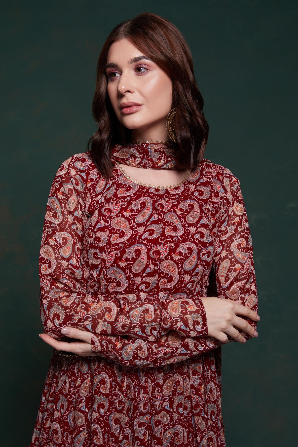 Exclusive Designer Kalamkari Printed Gown with Dupatta
