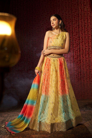 Luxury Organza Digital Print Lehenga with Sequin Embroidery