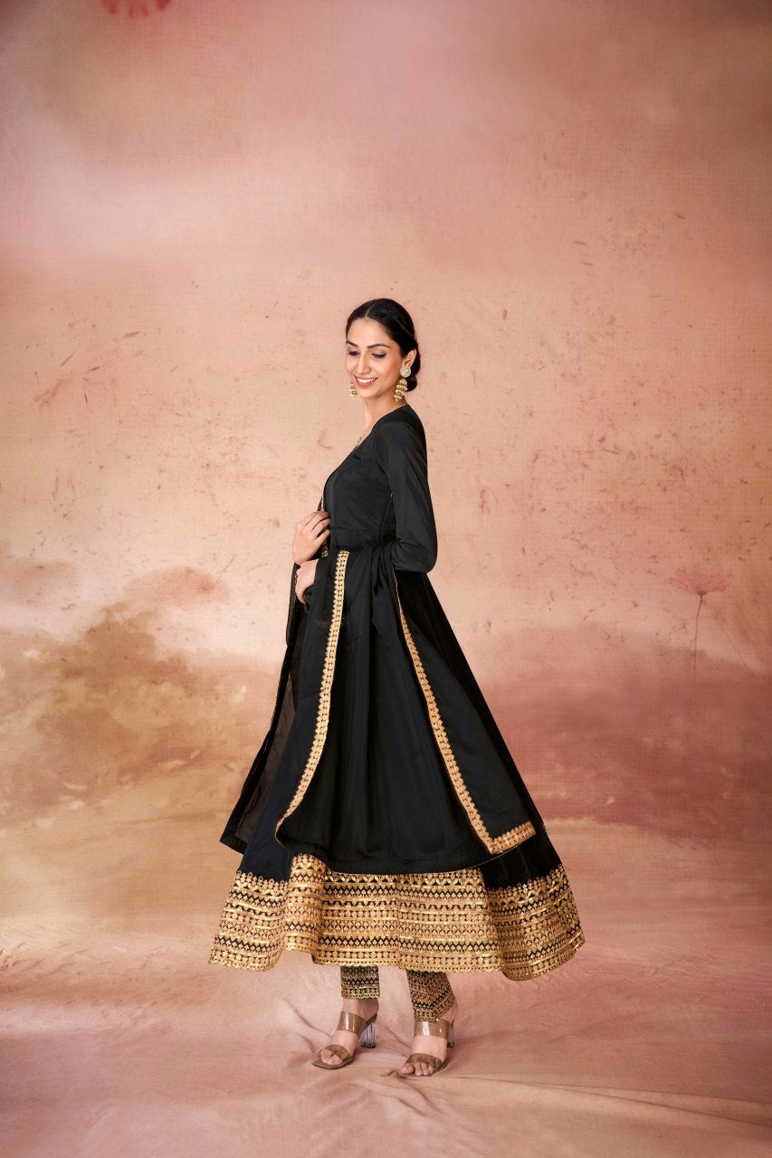 Royal Designer Crepe Embroidered Pant Suit with Georgette Dupatta