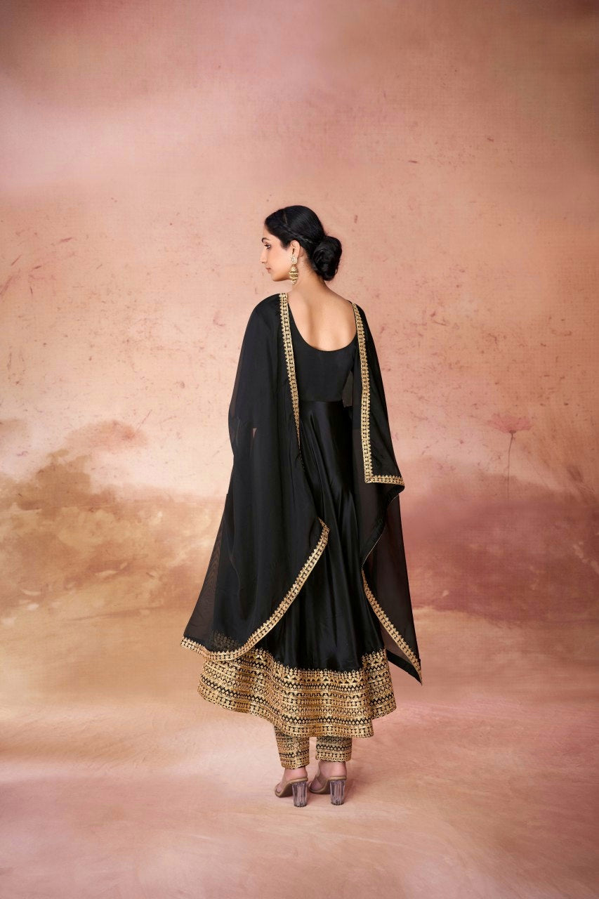 Royal Designer Crepe Embroidered Pant Suit with Georgette Dupatta