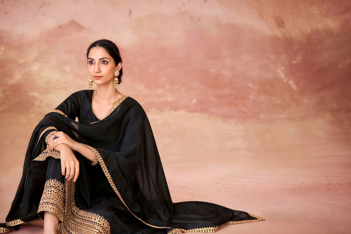 Royal Designer Crepe Embroidered Pant Suit with Georgette Dupatta