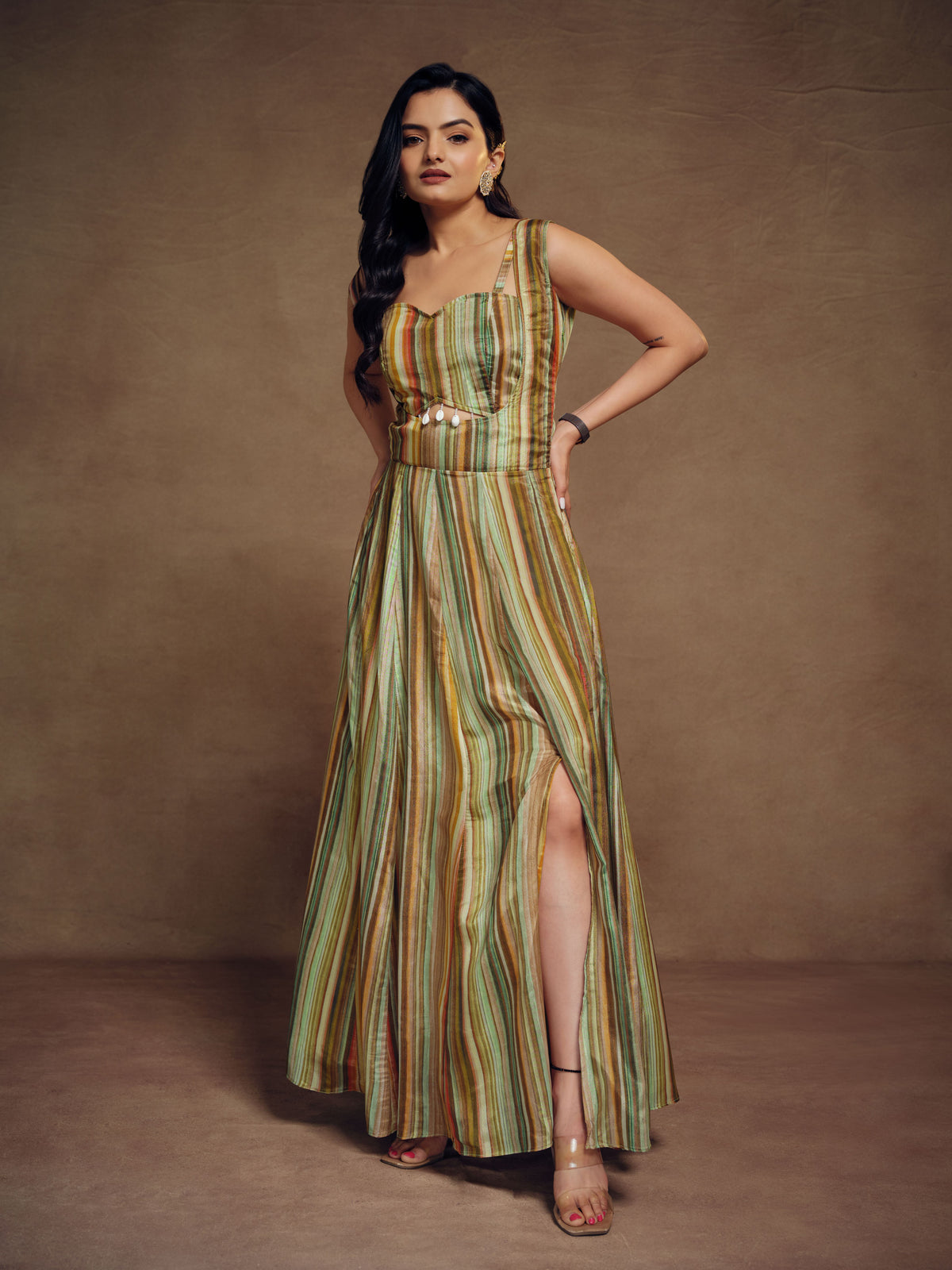 Premium Silk Digital Printed Gown With Georgette Dupatta