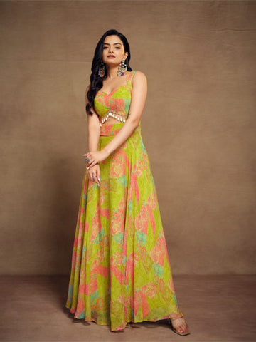 Premium Faux Georgette Digital Printed Party Wear Gown