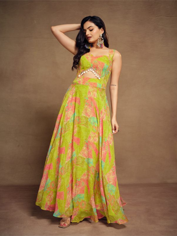 Premium Faux Georgette Digital Printed Party Wear Gown