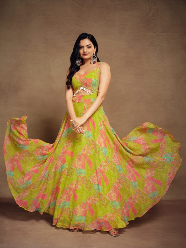 Premium Faux Georgette Digital Printed Party Wear Gown