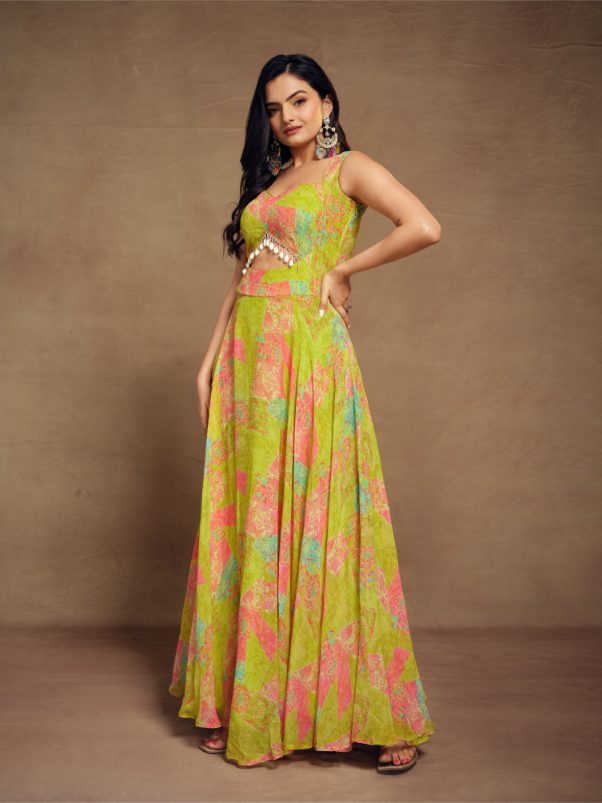 Premium Faux Georgette Digital Printed Party Wear Gown