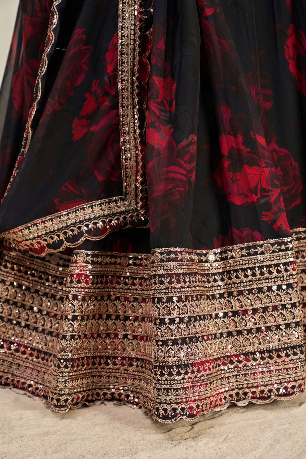 Designer Floral Printed Organza Lehenga Choli Set with Embroidered Dupatta