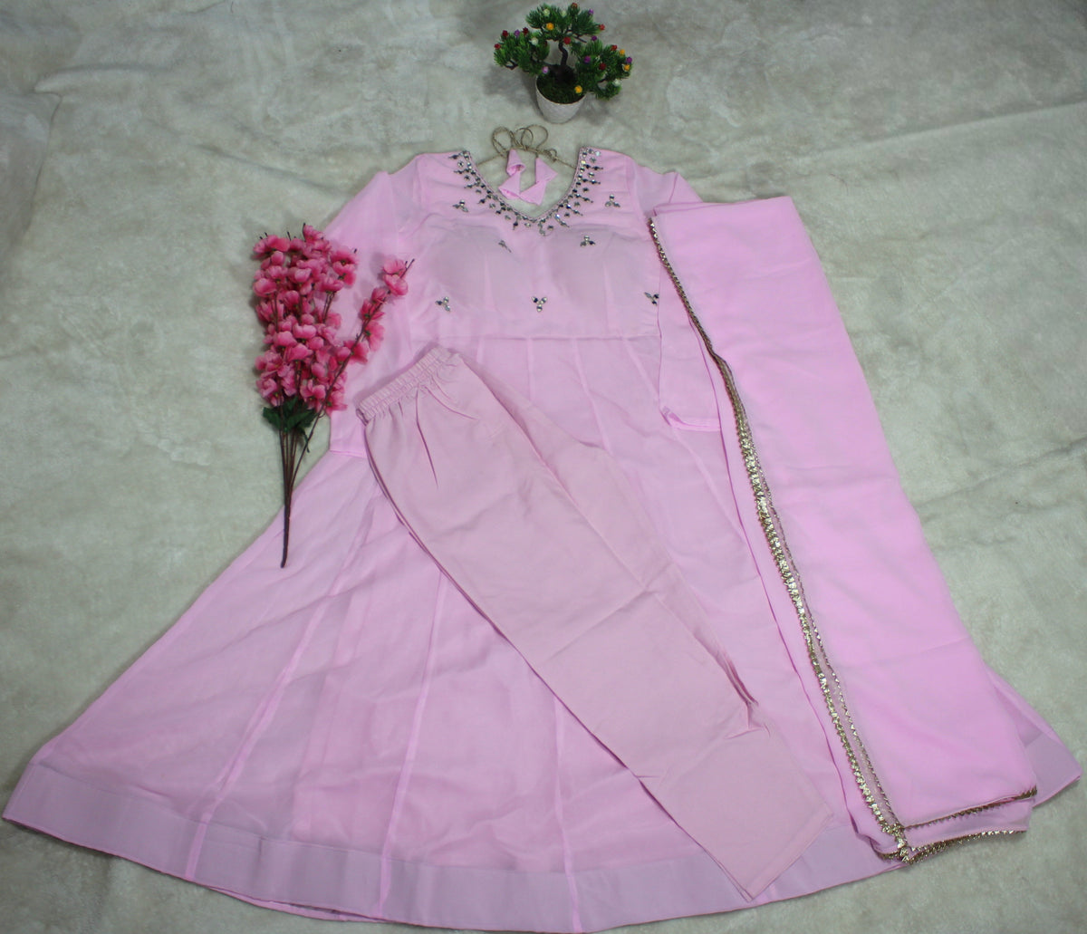 Festive Glam Zari Embroidered Anarkali With Real Mirror Work