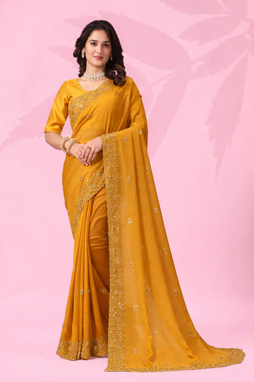 Elegant Designer Art Silk Saree with 3MM Sequins & Plain Mono Banglori Blous