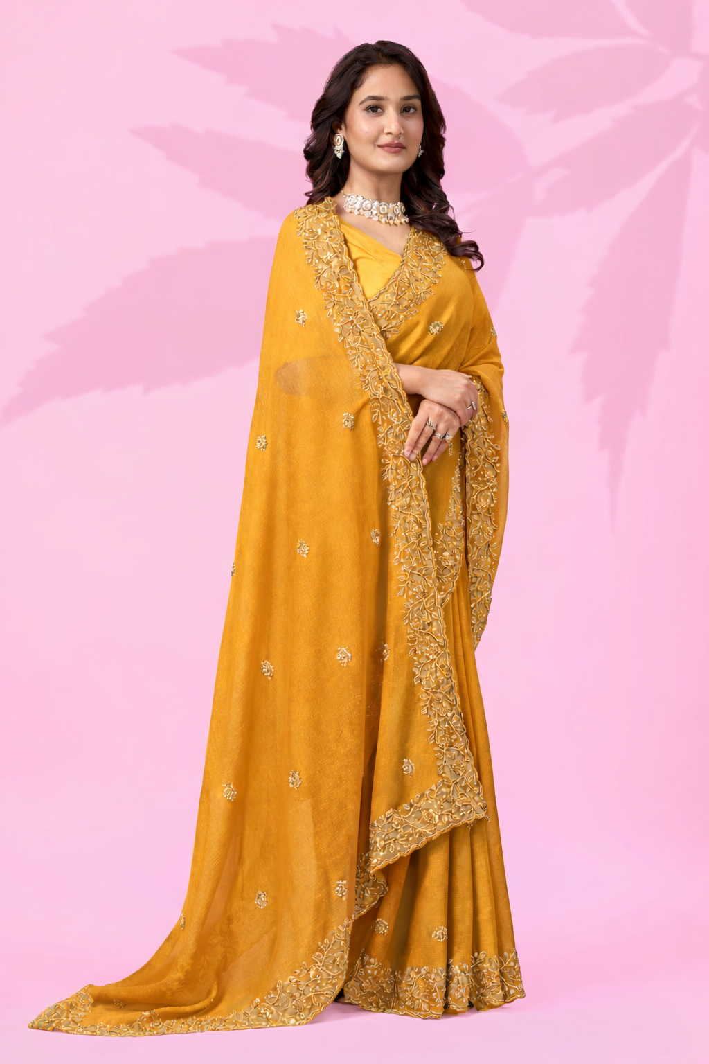 Elegant Designer Art Silk Saree with 3MM Sequins & Plain Mono Banglori Blous