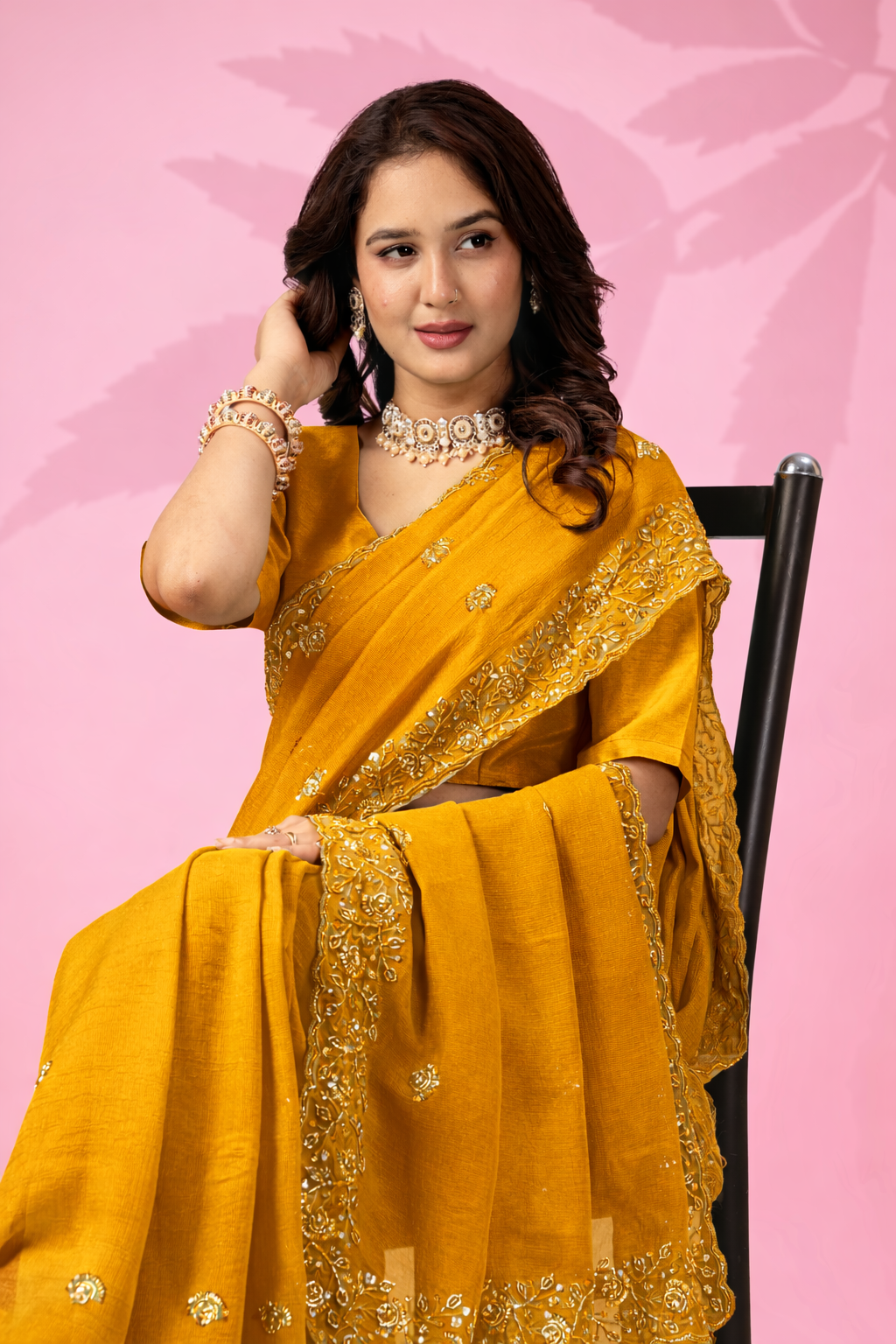 Elegant Designer Art Silk Saree with 3MM Sequins & Plain Mono Banglori Blous