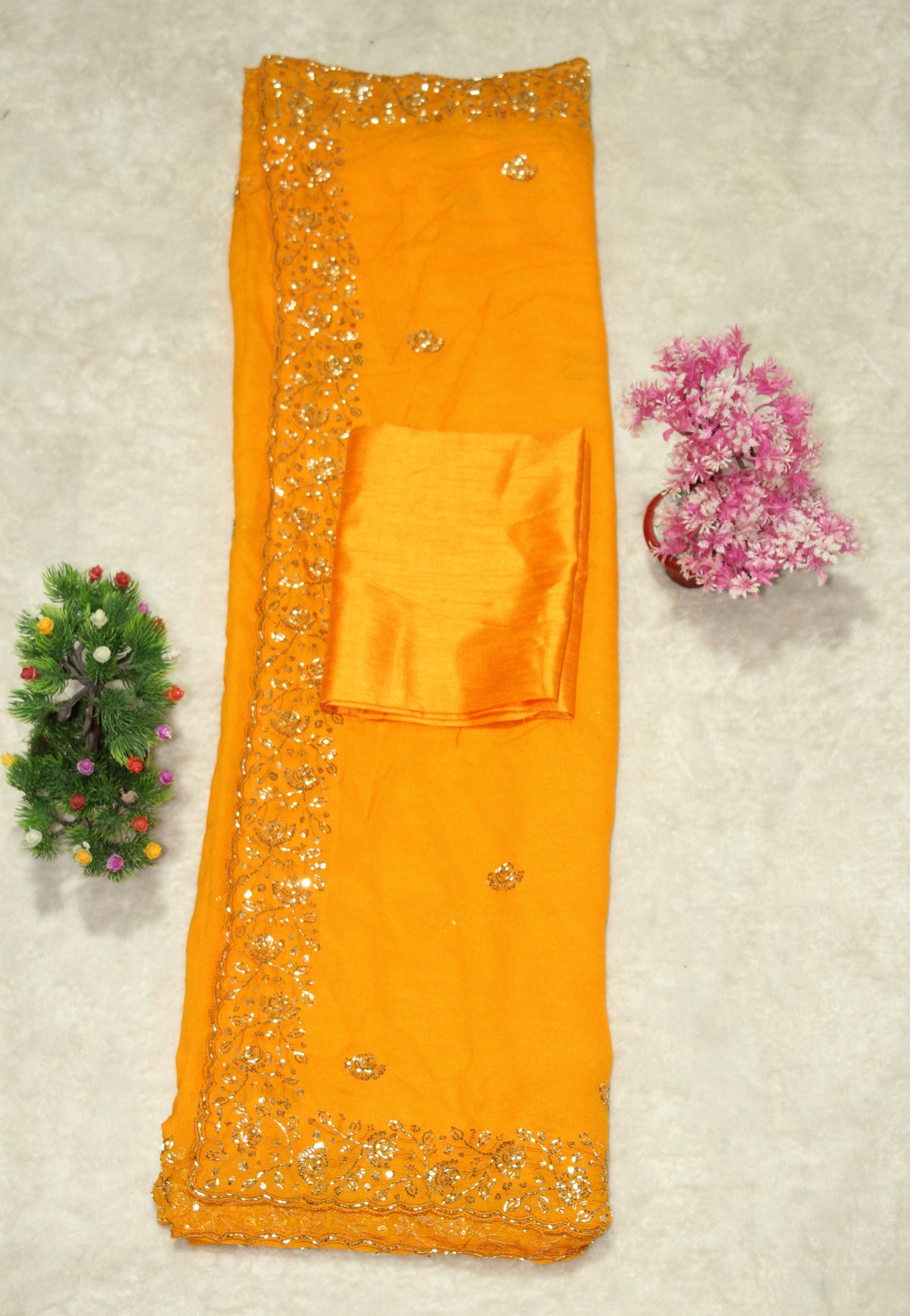 Elegant Designer Art Silk Saree with 3MM Sequins & Plain Mono Banglori Blous