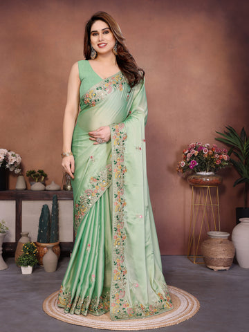 Luxury Designer Art Silk Saree with Dori, Thread & 5MM Sequins Embroidery