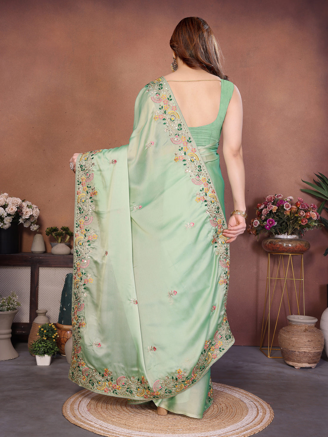 Luxury Designer Art Silk Saree with Dori, Thread & 5MM Sequins Embroidery