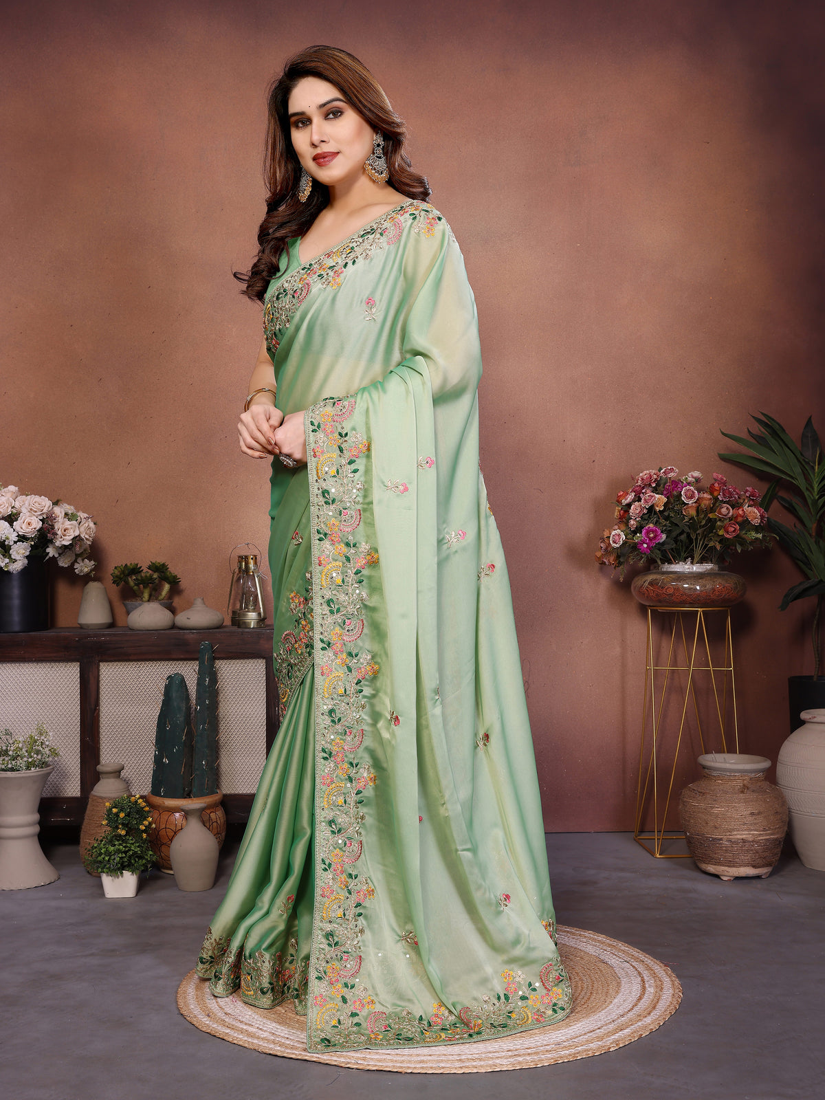 Luxury Designer Art Silk Saree with Dori, Thread & 5MM Sequins Embroidery