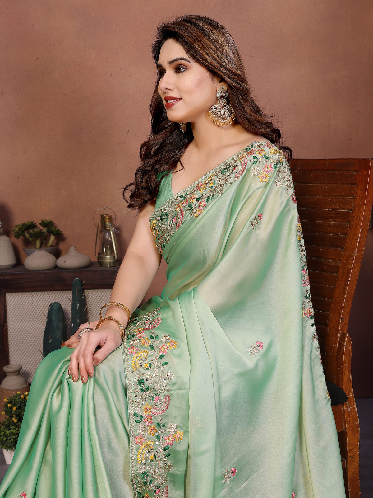 Luxury Designer Art Silk Saree with Dori, Thread & 5MM Sequins Embroidery