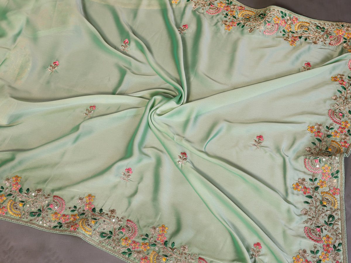 Luxury Designer Art Silk Saree with Dori, Thread & 5MM Sequins Embroidery
