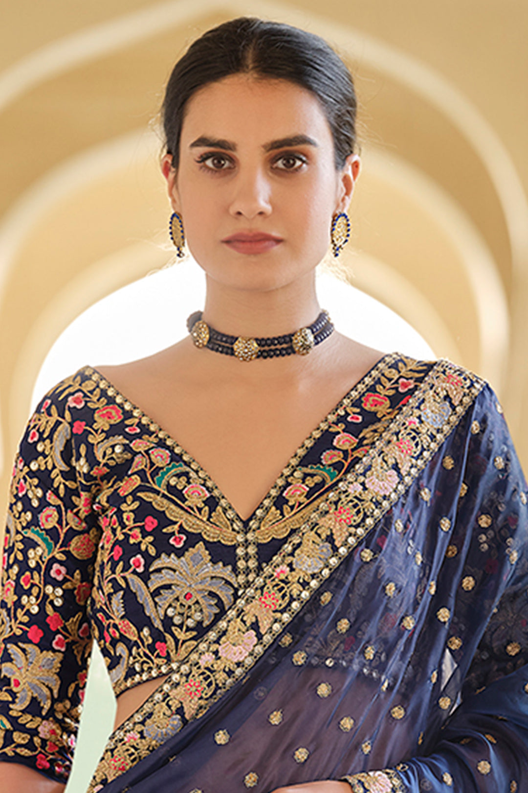 Premium Designer Blue Organza Traditional Set with Zari, Thread & Sequins Work