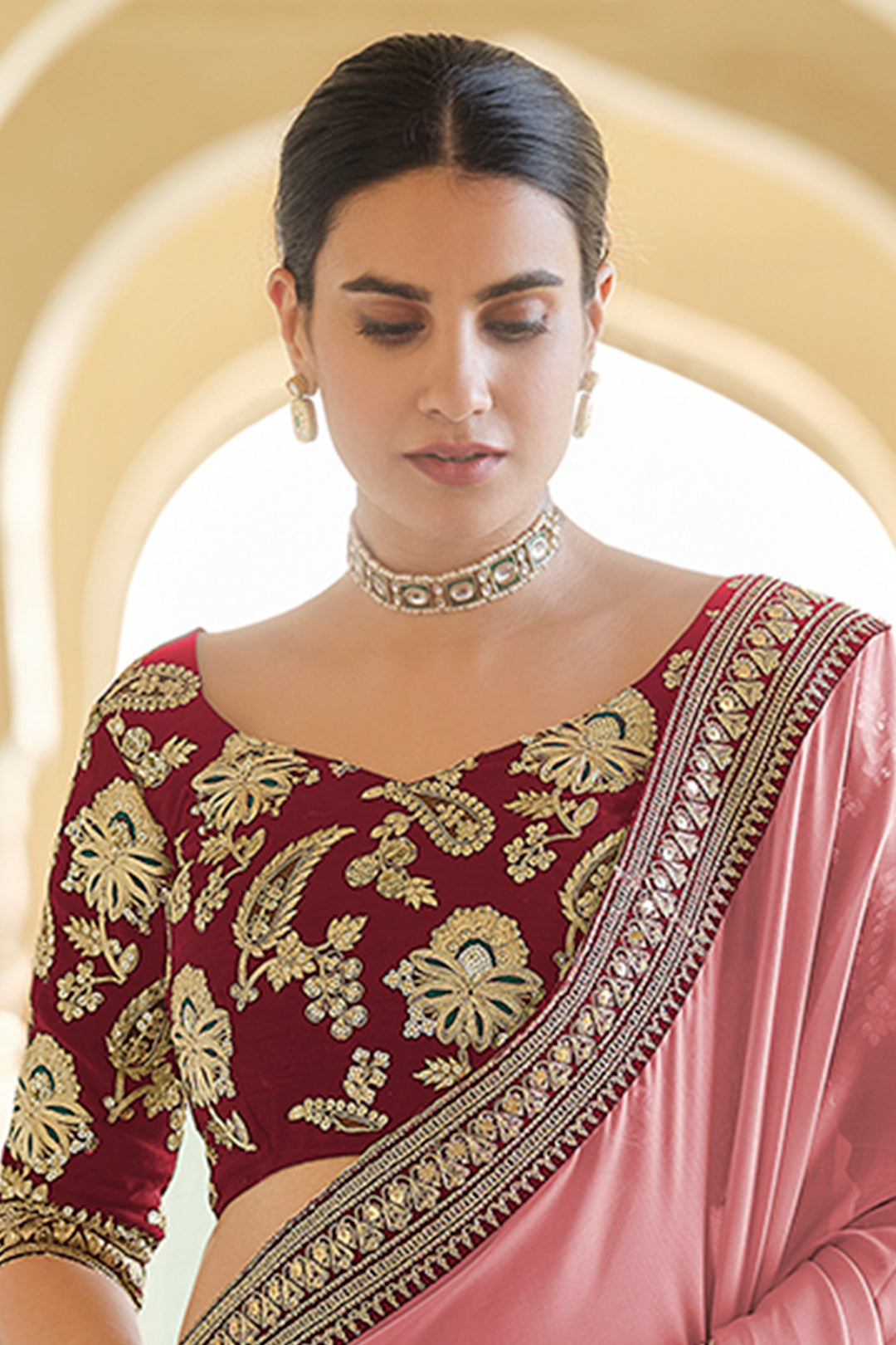 Designer Rangoli Silk Festive Saree with Cording & Double Sequins Embroidery
