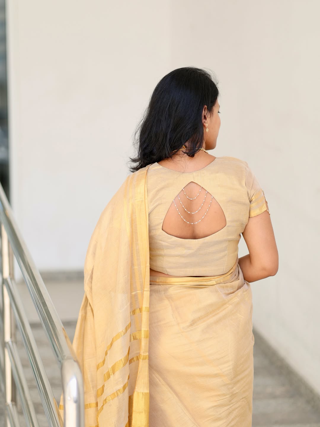 Luxury Off White Gold Kasavu Saree with Designer Tassel Pallu