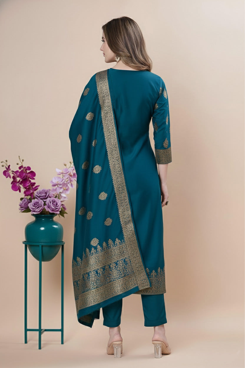 Designer Jacquard Silk Salwar Suit – Festive Collection