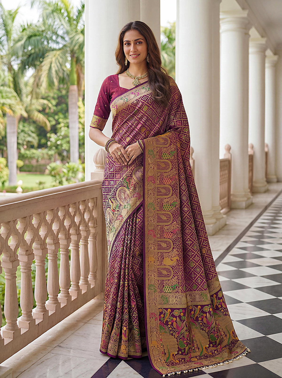 Designer Nylon Satin Saree with Zari Thread Weaving & Readymade Lace
